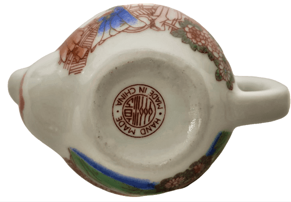 PORSELEN UFAK TİRYAKİ KAPAKLI DEMLİK TAMAMI EL BOYAMA  EL İŞCİLİKLİ