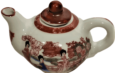 PORSELEN UFAK TİRYAKİ KAPAKLI DEMLİK TAMAMI EL BOYAMA  EL İŞCİLİKLİ