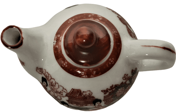 PORSELEN UFAK TİRYAKİ KAPAKLI DEMLİK TAMAMI EL BOYAMA  EL İŞCİLİKLİ