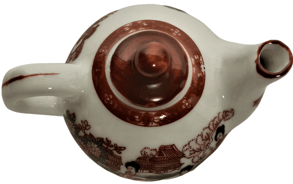 PORSELEN UFAK TİRYAKİ KAPAKLI DEMLİK TAMAMI EL BOYAMA  EL İŞCİLİKLİ