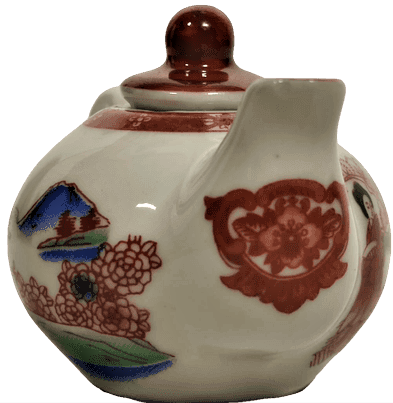 PORSELEN UFAK TİRYAKİ KAPAKLI DEMLİK TAMAMI EL BOYAMA  EL İŞCİLİKLİ