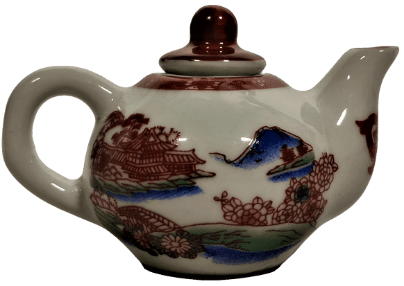 PORSELEN UFAK TİRYAKİ KAPAKLI DEMLİK TAMAMI EL BOYAMA  EL İŞCİLİKLİ