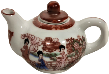 PORSELEN UFAK TİRYAKİ KAPAKLI DEMLİK TAMAMI EL BOYAMA  EL İŞCİLİKLİ