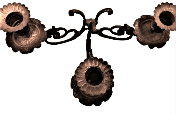 1930 CİFT FRANSIZ PİRİNC 3 KOLLU ALTI MUM TAKILABİLEN MUMLU PİYANO ŞAMDANI 