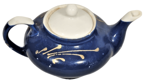 PAŞA GÖRSELLİ PORSELEN KAPAKLI CAY KÜLTÜRÜ UFAK TİRYAKİ DEMLİK ÜZERİ SİMLİ ALTIN EL CEKME İŞCİLİKLİ