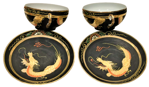 JAPON SANATI TAMAMI EL İŞİ MİNELİ CİFT TABAKLI  FİNCAN NAKAMISA