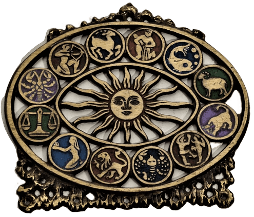 1960 OPPENHEIM İSRAEL PİRİNC 12 BURC ASTROLOJI  VE GÜNEŞ TEMALI BURC HARİTASI 