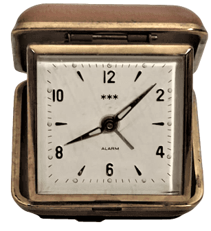 1950 SEYEHAT BAŞUCU SAATİ KURMALI MEKANİK FOSFORLU KADRAN ALMAN MALI KUTU DIŞI KAHVERENGİ DERİ KAPLAMA