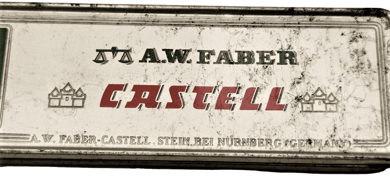 A.W. FABER CASTELL 9000 4H  CİZİM KALEM TENEKE KURSUN KALEM KUTUSU GÖRME ENGELLİLER İÇİN  BRAİLLE ALFABELİ 