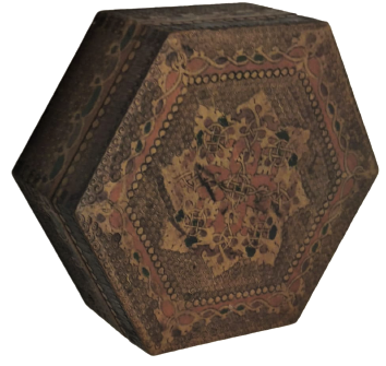 OSMANLI ALTI KÖŞELİ FORMDA KAPAKLI MASİF KOK BOYAMA EL İŞCİLİKLİ UZERİ FUL İŞLEME TESBİH KUTUSU