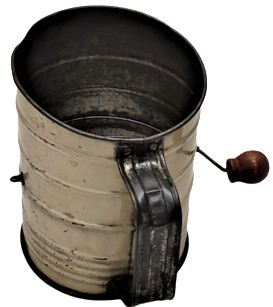 1920 TENEKE ÜZERİ KİRAZ DESENLİ MEKANİK AHSAP EL İLE CEVİRME KOLU KURU GIDA YEMİŞ ELEME APARATI