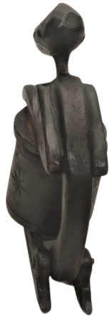 1960 AHŞAP EL YAPIMI NÖBETCİ KÖLE KUTUNUN İÇERSİNDEKİLERİ KORUYAN KOLLAYAN  KAPAGI KAPATAN TEMALI KÖLE AFRİKALI FİGÜR