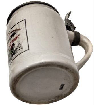 RİTZMANN BEER DEKORATİF KULP VE  KAPAKLI SERAMİK ALMAN TANKART BİRA KUPASI