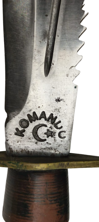 1970 ASKERİ KOMANDO KAMA KÖSELE DİKİM KIN PASLANMAZ CELİK TEK TARAF TESTERE AGIZLI