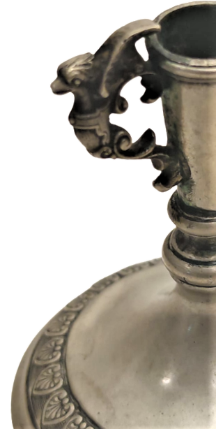 1970 TEKLİ KAİDELİ CİFT BAŞLI EJDERHA OLAN PİRİNC ÜZERİ  GÜMÜŞ KAPLAMA  ÜZERİ İŞLEMELİ TEKLİ ŞAMDAN 