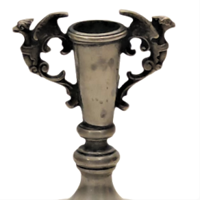 1970 TEKLİ KAİDELİ CİFT BAŞLI EJDERHA OLAN PİRİNC ÜZERİ  GÜMÜŞ KAPLAMA  ÜZERİ İŞLEMELİ TEKLİ ŞAMDAN 