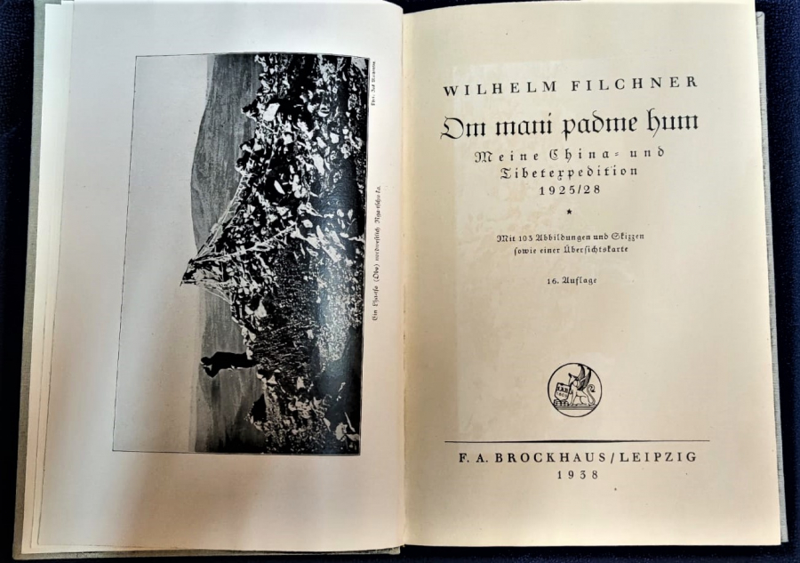 FILCHNER OM MANI PADME HUM  ÇİN VE TİBET SEFERİM 1925 ORJİNAL BASKI  CİLT ÖZEL  KUTUSUNDA YAYINCI FA BROCKHAUS LEİPZİG