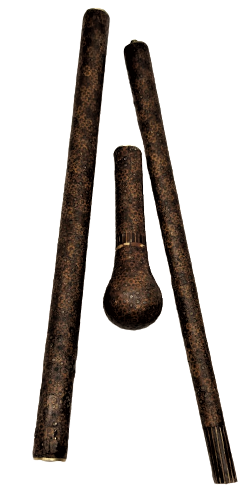 1950 ÜC PARCADAN OLUŞAN SÖKÜLÜP TAKILAN PARCALI BASTON ÜZERİ KOMLE MARKUTERİ CALIŞMA TOKMAK TUTACLI ASA