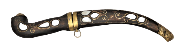 1980 ANTEP İŞİ  ÜZERİ SEDEF İŞLEME PİRİNC TEL CAKMALI VE KABZA VE UC KISIMLARI PİRİNC  KINLI KAMA