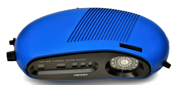 1970 BRUNS KOBALT MAVİSİ RENKDE 220 VOLT UKV MW DIGITAL CLOCK RADİO ALARM YAPRAK SAAT GERMNY