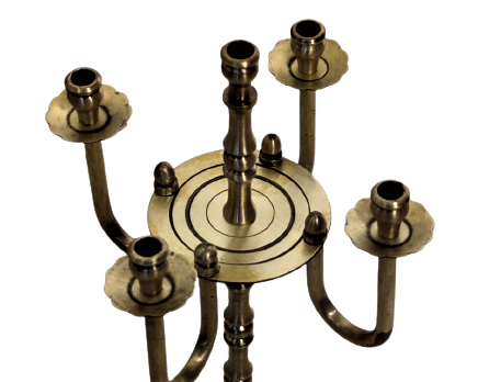 1930 DÖRT KOLLU BEŞ MUMLU  EL YAPIMI HAREKETLİ UFAK BOY PİRİNC İKONA ÖNÜ ŞAMDAN 