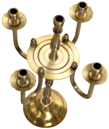 1930 DÖRT KOLLU BEŞ MUMLU  EL YAPIMI HAREKETLİ UFAK BOY PİRİNC İKONA ÖNÜ ŞAMDAN 