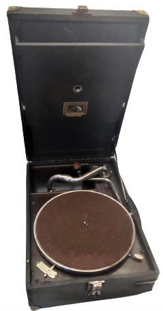 1920 HIS MASTERS VOICE GRAMOPOHNE SAHİBİNİN SESİ TAŞ PLAK CALAR  AHŞAP CANTA GRAMOFON