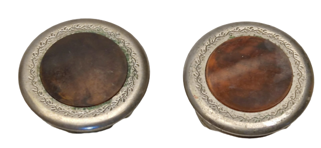 OSMANLI PAZARINA FRANSADA YAPIMIŞ İKİ ADET KESME KRISTAL KAPAKLAR BAG RIHDAN TOZU SAKLAMA KABI