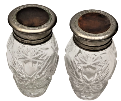 OSMANLI PAZARINA FRANSADA YAPIMIŞ İKİ ADET KESME KRISTAL KAPAKLAR BAG RIHDAN TOZU SAKLAMA KABI