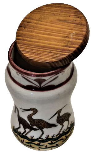 SANATCI İMZALI EL YAPIM  SERAMİK KAPAKLI İLAC SAKLAMA KABI  FARKLI OLARAK MASA ÜZERİ KALEMLİK VEYA VAZO OLARAK KULLANILABİLEN ÖBJE