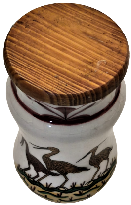 SANATCI İMZALI EL YAPIM  SERAMİK KAPAKLI İLAC SAKLAMA KABI  FARKLI OLARAK MASA ÜZERİ KALEMLİK VEYA VAZO OLARAK KULLANILABİLEN ÖBJE