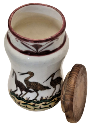 SANATCI İMZALI EL YAPIM  SERAMİK KAPAKLI İLAC SAKLAMA KABI  FARKLI OLARAK MASA ÜZERİ KALEMLİK VEYA VAZO OLARAK KULLANILABİLEN ÖBJE