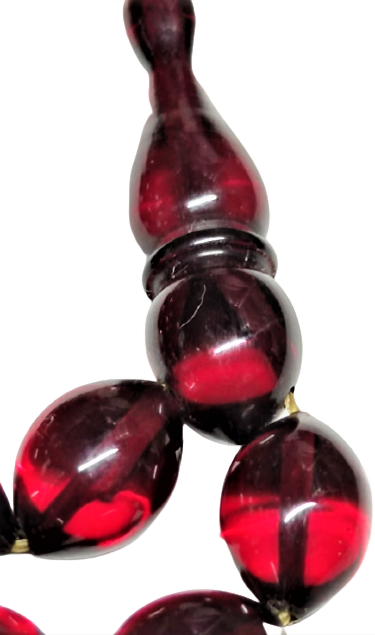 NAR ATEŞ ŞEFFAF  KEHRİBAR 33 HABBELİ SALLAMALI TESBİH