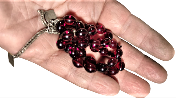 NAR ATEŞ ŞEFFAF  KEHRİBAR 33 HABBELİ SALLAMALI TESBİH