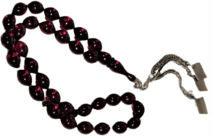 NAR ATEŞ ŞEFFAF  KEHRİBAR 33 HABBELİ SALLAMALI TESBİH