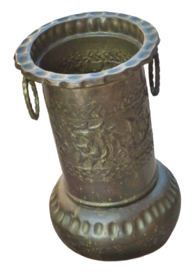 PİRİNC BÜYÜK BOYA ÜZERİ EL YAPIM KABARTMA ROLYEF CİCEK DESENLİ VAZO VEYA KAPIYA ŞEMSİYELİK OLARAK KULLANILABİLEN