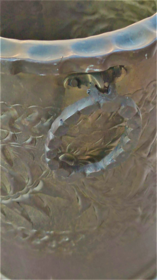 PİRİNC BÜYÜK BOYA ÜZERİ EL YAPIM KABARTMA ROLYEF CİCEK DESENLİ VAZO VEYA KAPIYA ŞEMSİYELİK OLARAK KULLANILABİLEN