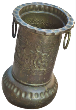 PİRİNC BÜYÜK BOYA ÜZERİ EL YAPIM KABARTMA ROLYEF CİCEK DESENLİ VAZO VEYA KAPIYA ŞEMSİYELİK OLARAK KULLANILABİLEN