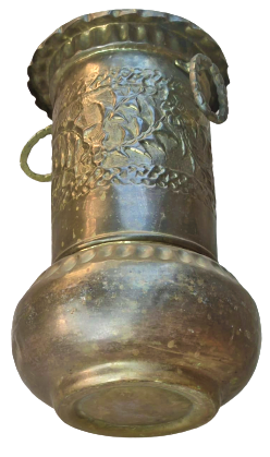 PİRİNC BÜYÜK BOYA ÜZERİ EL YAPIM KABARTMA ROLYEF CİCEK DESENLİ VAZO VEYA KAPIYA ŞEMSİYELİK OLARAK KULLANILABİLEN