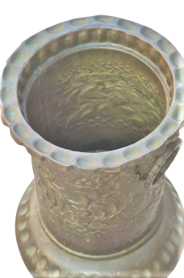 PİRİNC BÜYÜK BOYA ÜZERİ EL YAPIM KABARTMA ROLYEF CİCEK DESENLİ VAZO VEYA KAPIYA ŞEMSİYELİK OLARAK KULLANILABİLEN