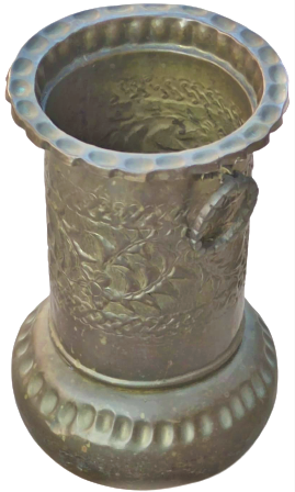 PİRİNC BÜYÜK BOYA ÜZERİ EL YAPIM KABARTMA ROLYEF CİCEK DESENLİ VAZO VEYA KAPIYA ŞEMSİYELİK OLARAK KULLANILABİLEN