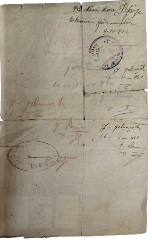 1942 İSTANBUL BELEDİYESİ İTFAİYE MÜDÜRLÜĞÜ BEYOGLU GURUBU AMİRLİGİ ALAC KULLANMA BELGESİ TANAŞ UZUNUDİŞ