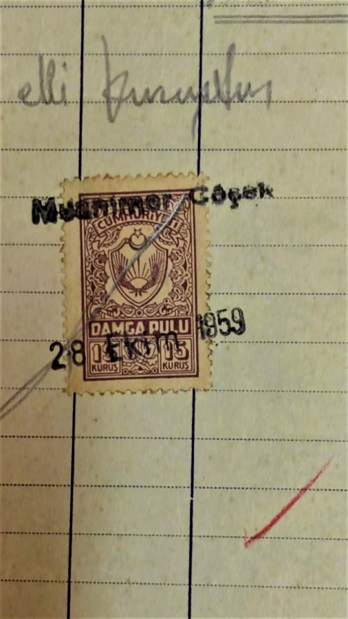 1959 BAYRAKCI MUAMMER GÖCEK GALATA TERSANE CAD. KUYUMCULAR HAN İSTANBUL KESİLMİŞ BAYRAK FATURASI 