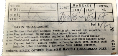 İSTANBUL EDİRNE BİRLİK 1977 YOLCU OTOBÜSÜ BİLETİ SERHAT KONFORLU TURİZM DALKILIC OTOBUS İŞLETMESİ TANERLER TURİZM EDİRNE SEYAHAT