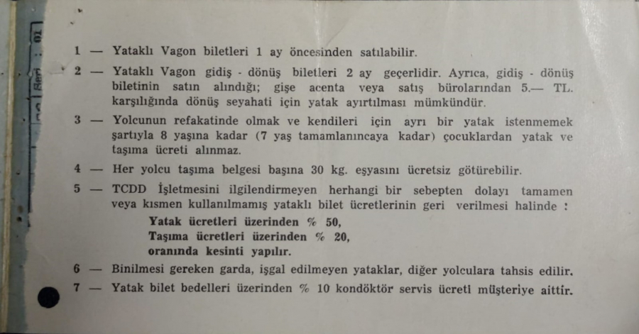 TCDD YATAKLI BİLET TREN BİLETİ ANKARA HAYDAR PAŞA  9 AGUSTOS 1974  10,50 HAREKET SAAT TARİHLİ YOLCU BİLETİ 