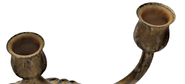 1950 AVRUPA ÜC KOLLU ŞAMDAN  PİRİC ÜZERİ GÜMÜŞ KAPLANMIŞ DAHA SONRADA ÜZERİNE VARAK BOYA  ATILMIŞ MUMLUK