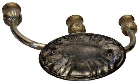 1950 AVRUPA ÜC KOLLU ŞAMDAN  PİRİC ÜZERİ GÜMÜŞ KAPLANMIŞ DAHA SONRADA ÜZERİNE VARAK BOYA  ATILMIŞ MUMLUK