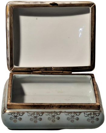 1950 FRANSIZ DAMGALI PORSELEN KAPAKLI MUCEVHER KUTUSU ÜZERİ İMZALI RESİMLİ  PRENS PRENSES FİGÜRLU