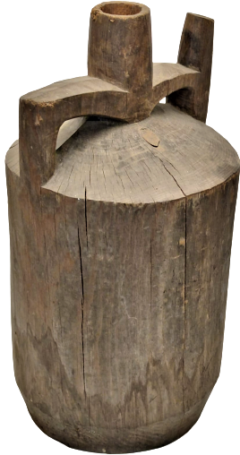 OSMANLI AHŞAP TESTİ  EL YAPIMI SU TESTİSİ TEK PARCA AGACDAN YAPILMIŞ ATL KISMI KAPAK ŞEKLİNDE ACILARAK İÇİ OYULMUŞ