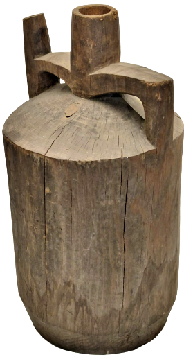 OSMANLI AHŞAP TESTİ  EL YAPIMI SU TESTİSİ TEK PARCA AGACDAN YAPILMIŞ ATL KISMI KAPAK ŞEKLİNDE ACILARAK İÇİ OYULMUŞ